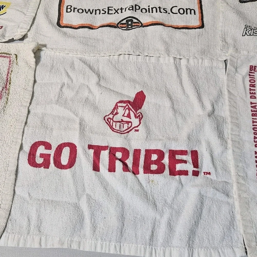 Vintage CLEVELAND BROWNS INDIANS CAVS Growl Towel NFL Rally Wahoo Rise Up LeBron
